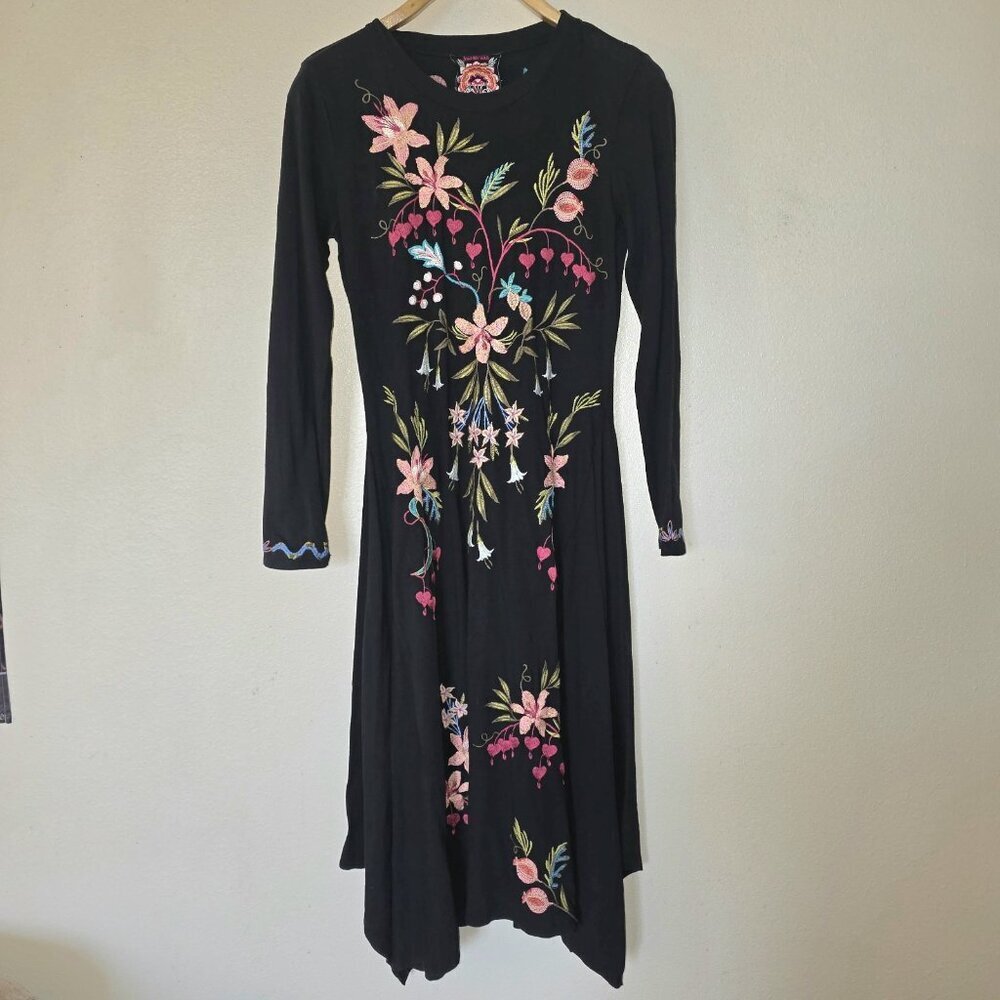 Johnny Was NWT Amarylla Embroidered Cotton Knit Midi Dress XS - Picture 6 of 16